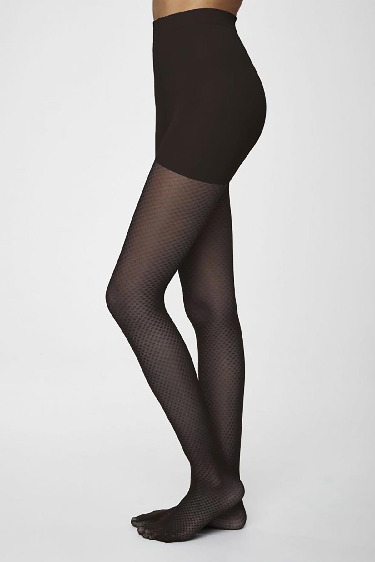 Anna Recycled Nylon Jacquard Tights Black