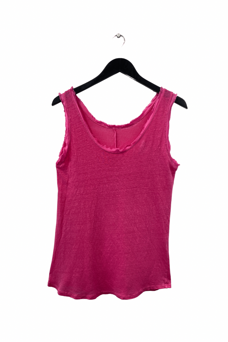 Linen Knitted Vest In Hot Pink