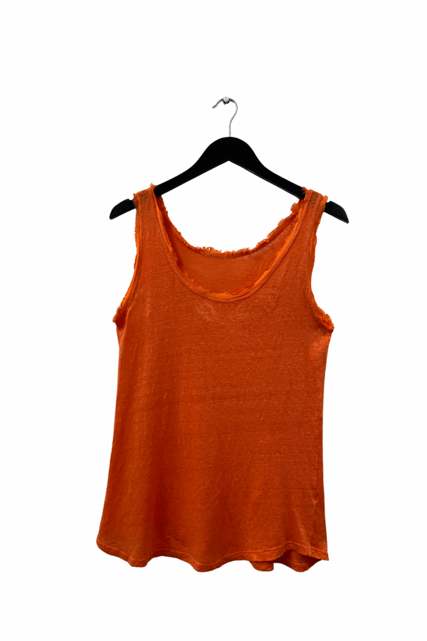 Linen Knitted Vest In Burned Orange