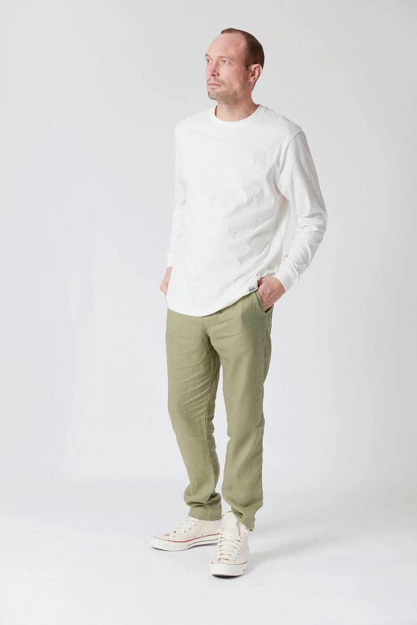 August Organic Linen Trousers In Khaki